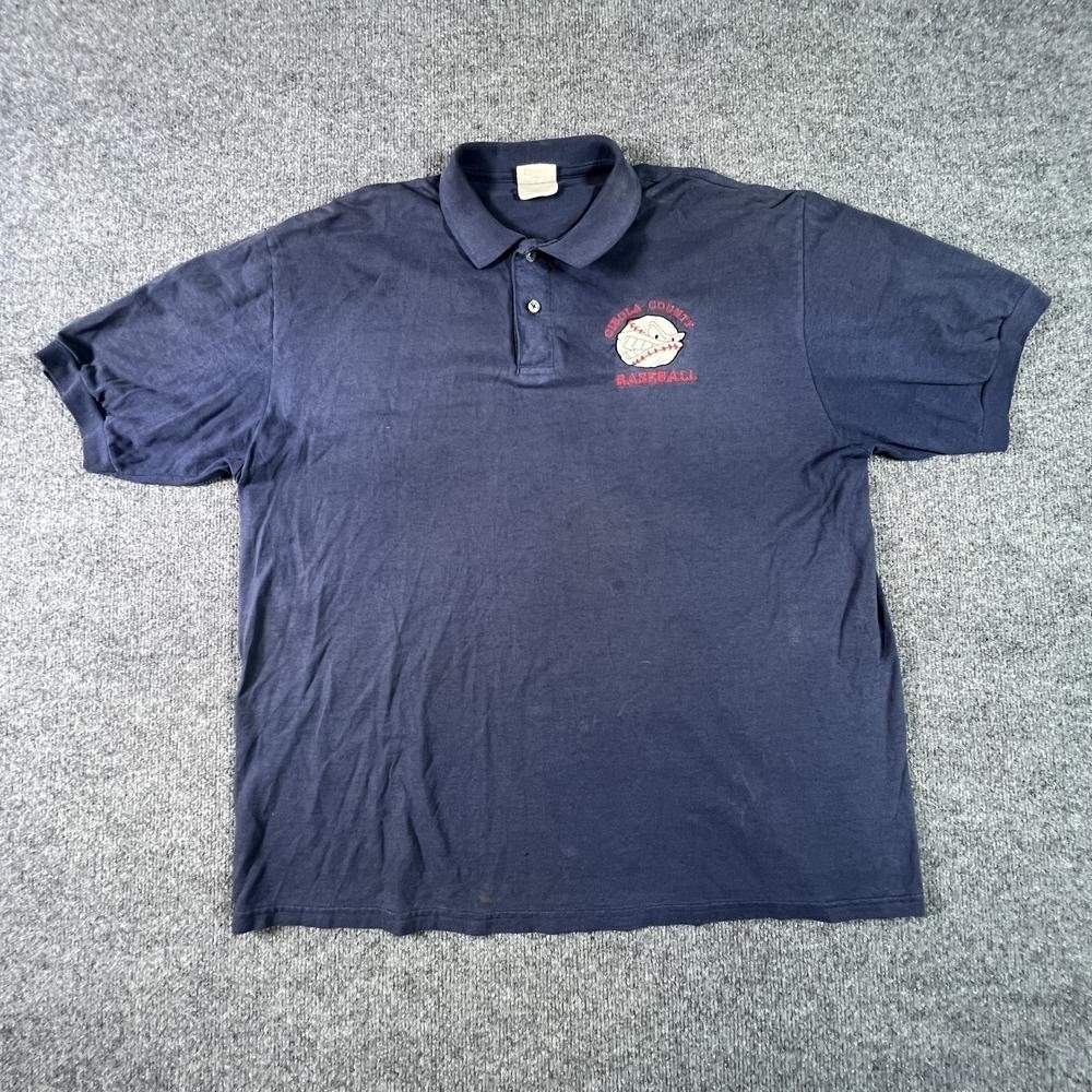 Hanes Stedman Cibola County Baseball Polo Shirt Mens XL Blue Embroidered MLB